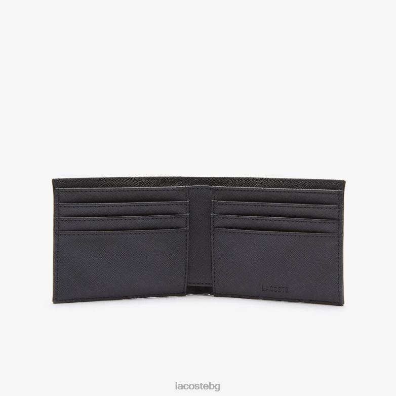 мъже Lacoste черен класически пети пике портфейл с шест карти чанти и кожени изделия XTV622020