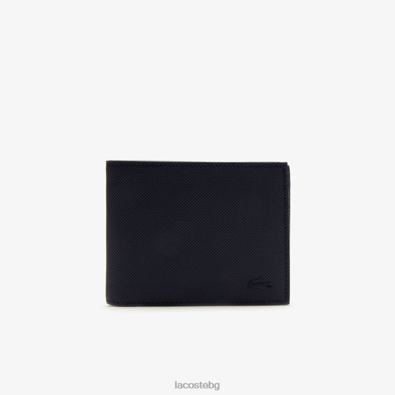 мъже Lacoste черен класически пети пике портфейл с шест карти чанти и кожени изделия XTV622021
