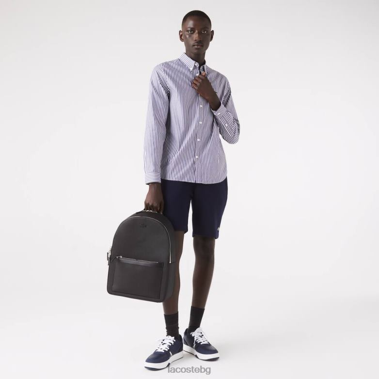 мъже Lacoste черен кожена раница chantaco с матови шевове чанти и кожени изделия XTV622022