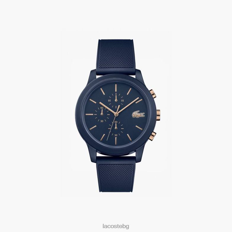 мъже Lacoste син Часовник 12.12 с тъмносин силиконова каишка petit pique аксесоари XTV622314