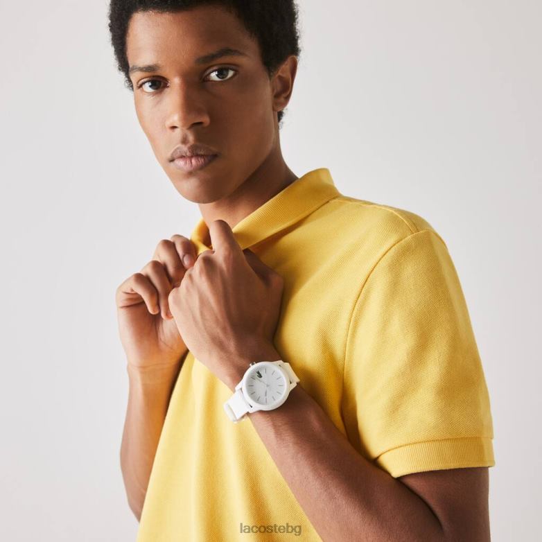 мъже Lacoste бяло l.12.12 часовник с бяла силиконова каишка аксесоари XTV622333