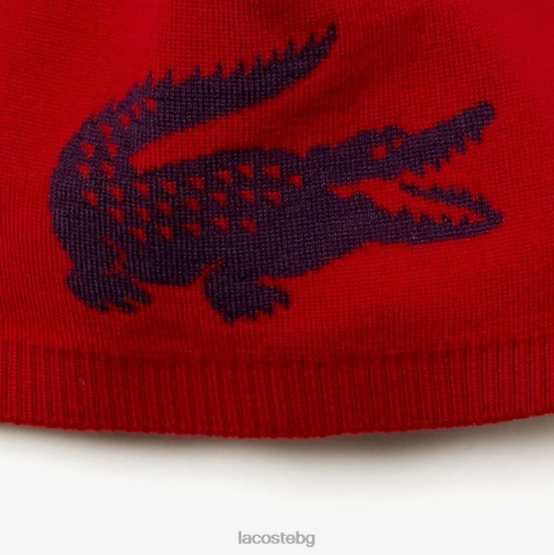 мъже Lacoste бордо жакардова шапка от крокодилска вълна аксесоари XTV622310