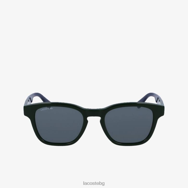 мъже Lacoste зелено слънчеви очила с правоъгълен ацетатен текстил аксесоари XTV622347