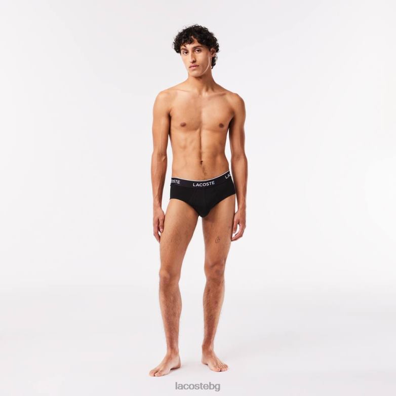 мъже Lacoste черен пакет от 3 ежедневни слипове облекло XTV621421