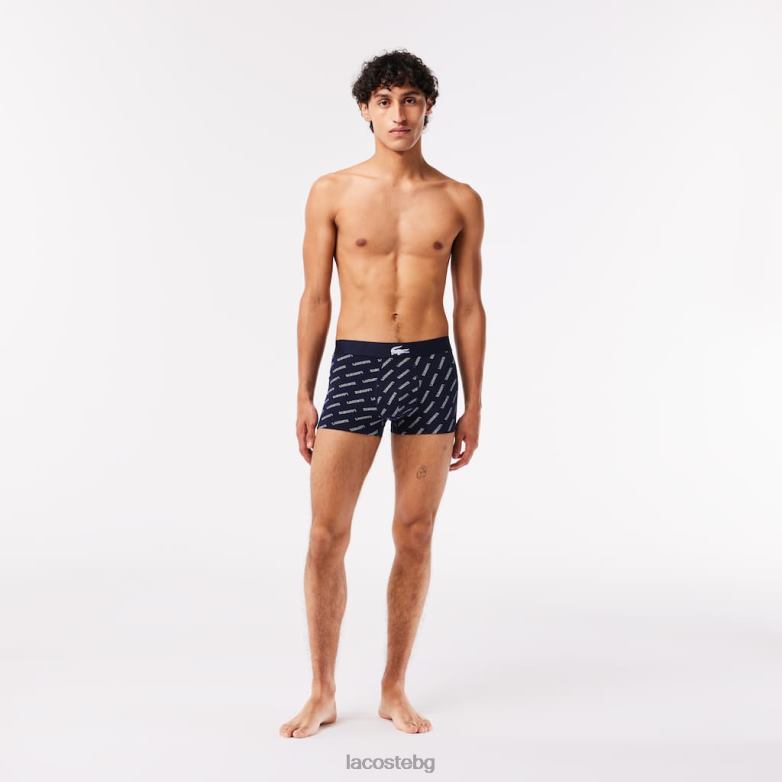 мъже Lacoste тъмносин/бял/сив китай багажник от еластичен памук 3 бр облекло XTV621430