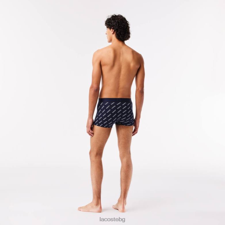 мъже Lacoste тъмносин/бял/сив китай багажник от еластичен памук 3 бр облекло XTV621430