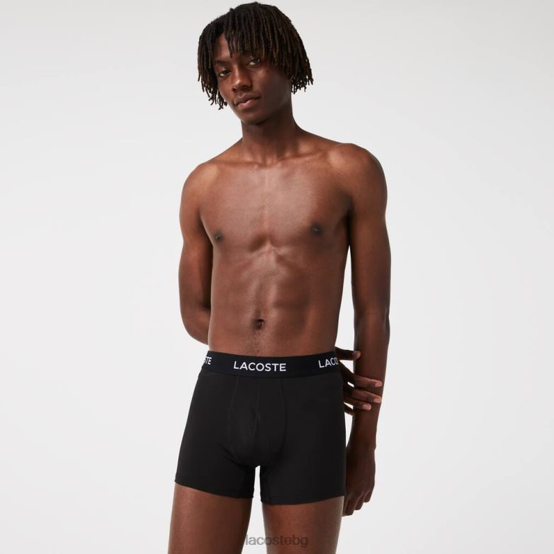 мъже Lacoste черен микрофибърен багажник 3 бр облекло XTV621461