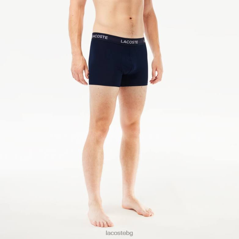 мъже Lacoste тъмносиньо/бяло/червено микрофибърен багажник 3 бр облекло XTV621462