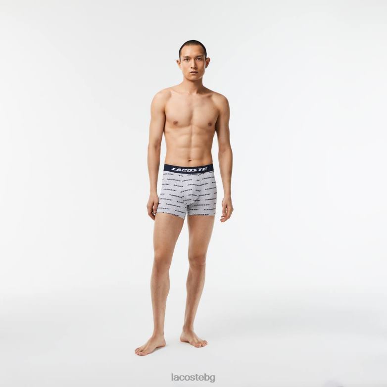мъже Lacoste сив цвят/тъмносин Боксери от фланелка с 3 бр облекло XTV62446