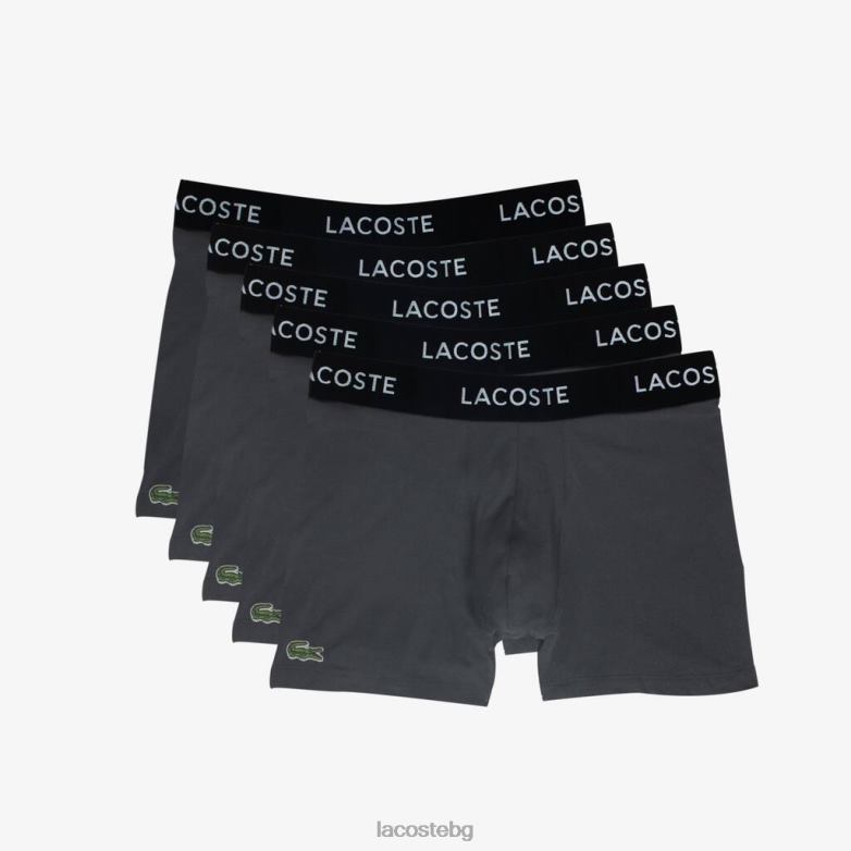мъже Lacoste сиво Боксери с лого на талията от 5 бр облекло XTV621400