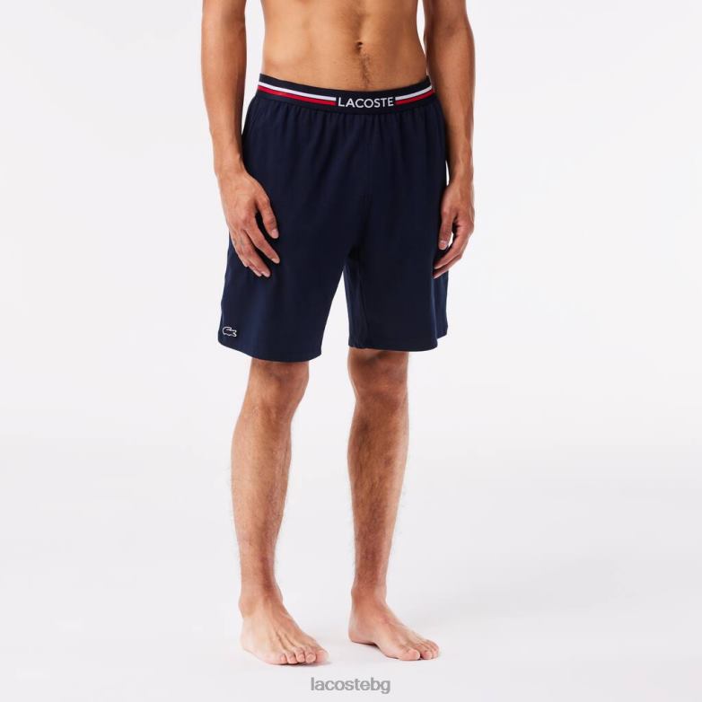 мъже Lacoste тъмносин дълги боксерки с раирана талия облекло XTV621376