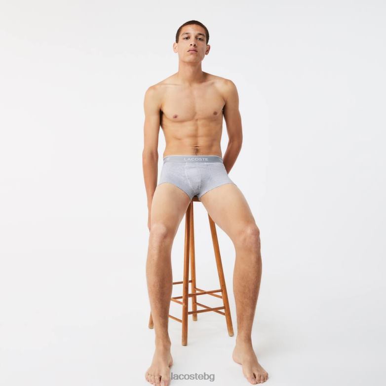 мъже Lacoste черен/бял/сив chine ежедневни боксерки 3 бр облекло XTV621372