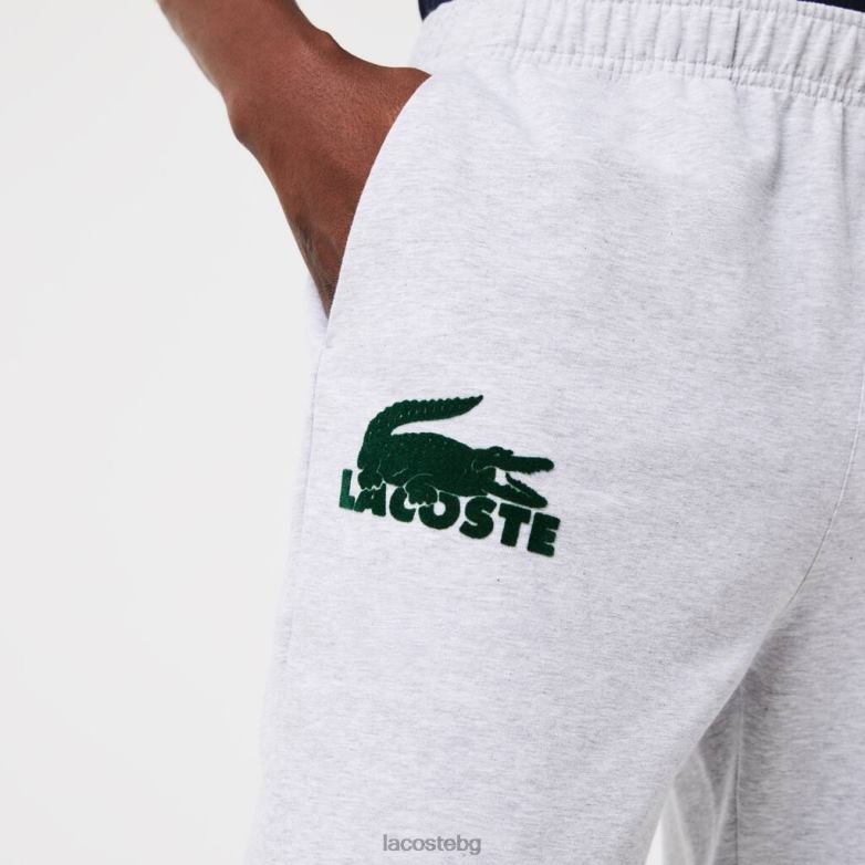 мъже Lacoste сив цвят/зелено памучни поларени маратонки за джогинг облекло XTV621475