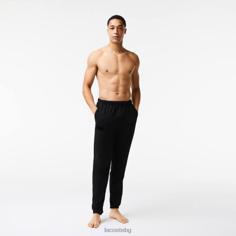 мъже Lacoste черен памучни поларени маратонки за джогинг облекло XTV621476