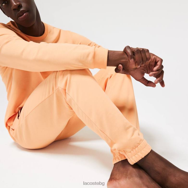 мъже Lacoste светло оранжево/бордо памучни поларени маратонки за джогинг облекло XTV621478