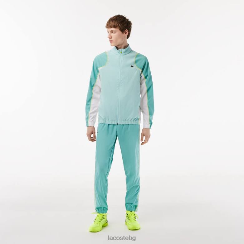 мъже Lacoste светло зелено/зелено/бяло/жълто комплект за джогинг с високо деколте за тенис облекло XTV6227