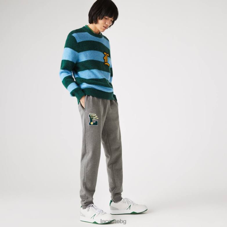 мъже Lacoste сив chine флагчета l бадж анцуг от полар облекло XTV621169