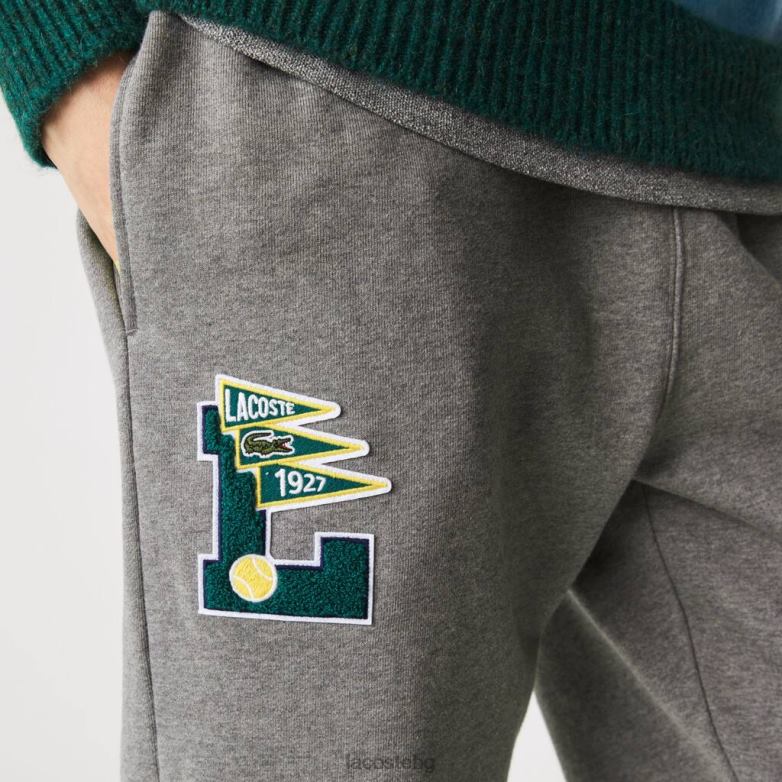 мъже Lacoste сив chine флагчета l бадж анцуг от полар облекло XTV621169