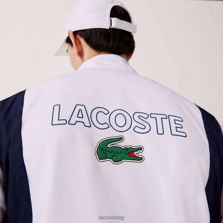 мъже Lacoste бяло/тъмно синьо/оранжево спортен марков анцуг colorblock облекло XTV621156
