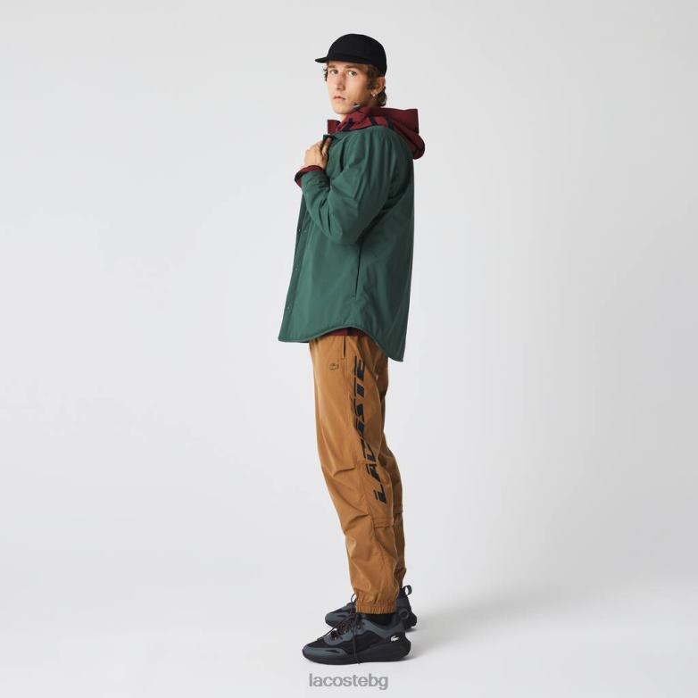 мъже Lacoste кафяво контрастни извънгабаритни маркови анцузи облекло XTV621002