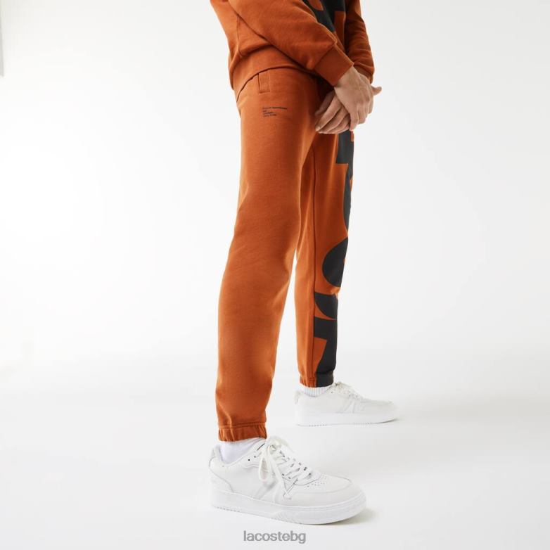 мъже Lacoste кафяво памучни анцузи с контрастен надпис облекло XTV621037