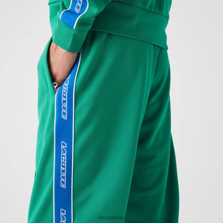 мъже Lacoste зелено наследствени панталони с контрастни ленти облекло XTV621068
