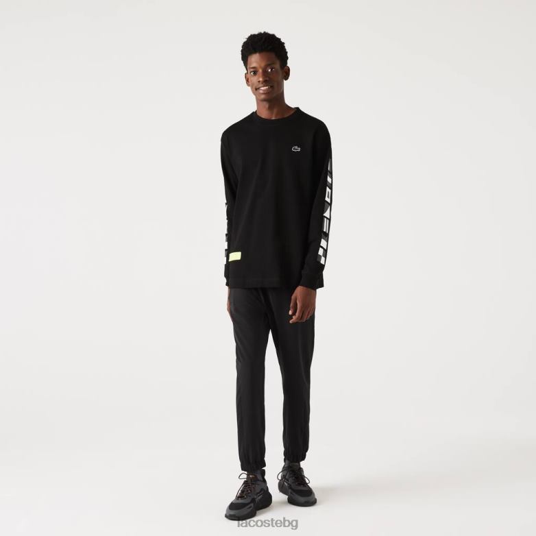 мъже Lacoste черен спортни долни панталони с цип облекло XTV621091