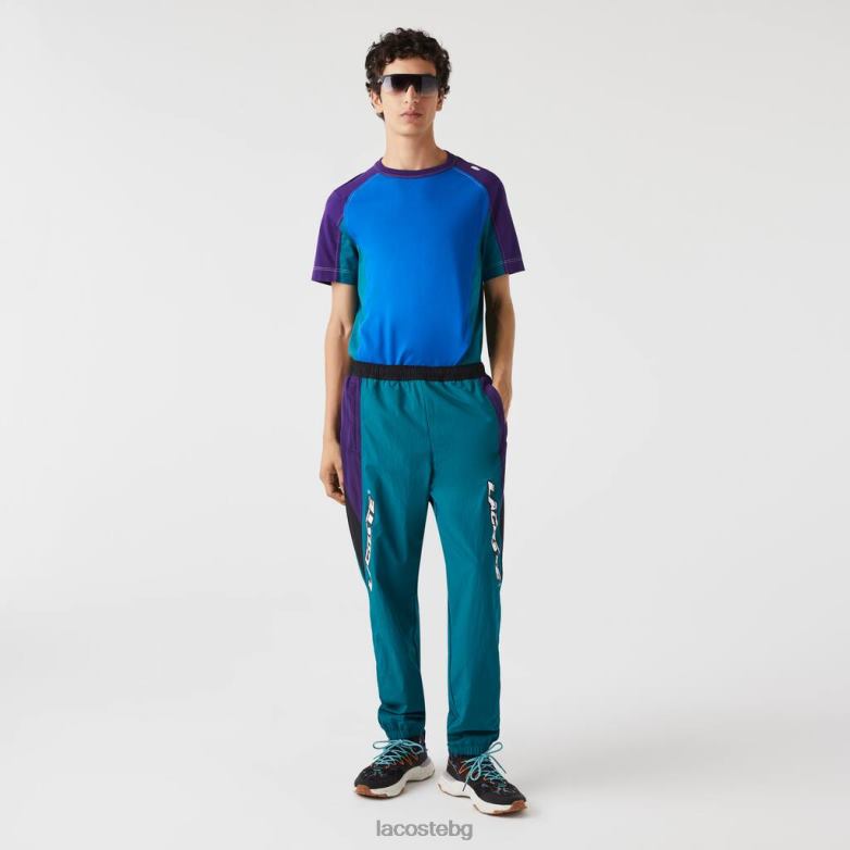 мъже Lacoste зелено/лилаво/черно наследствени спортни панталони с цветни блокове облекло XTV621111