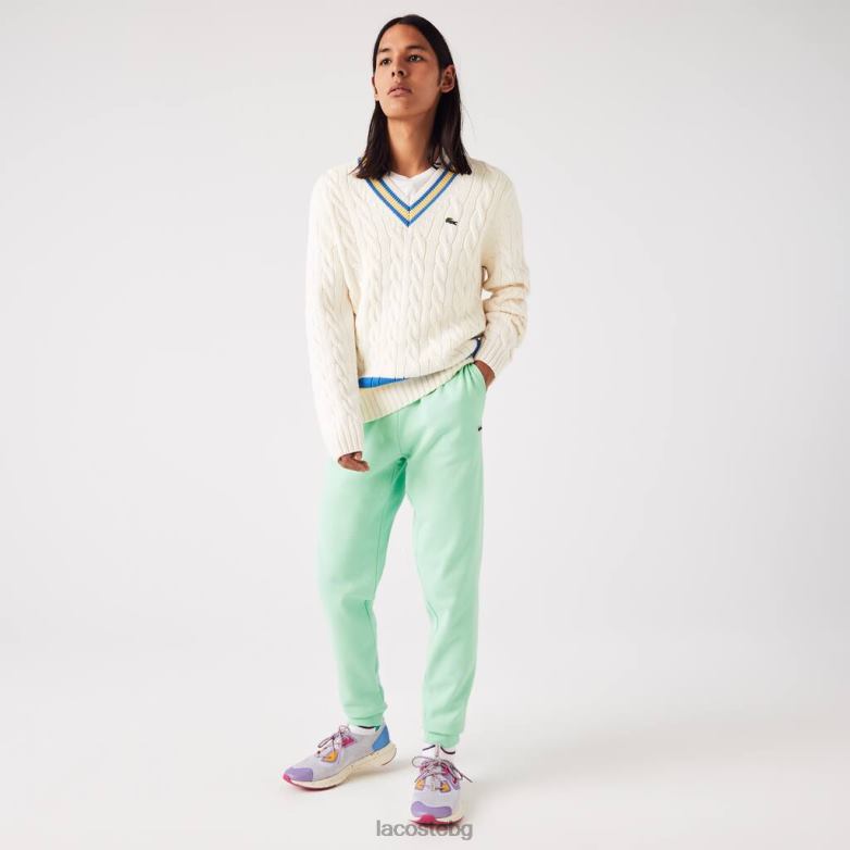 мъже Lacoste светло зелено заострени панталони от полар облекло XTV621125