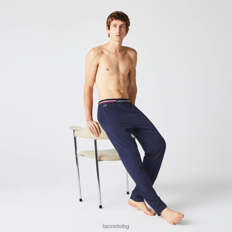 мъже Lacoste тъмносин трицветни трицветни пижамни панталони от трико облекло XTV621402