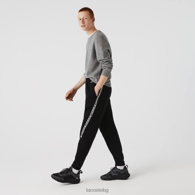 мъже Lacoste черен панталони с принтирани ленти облекло XTV621459