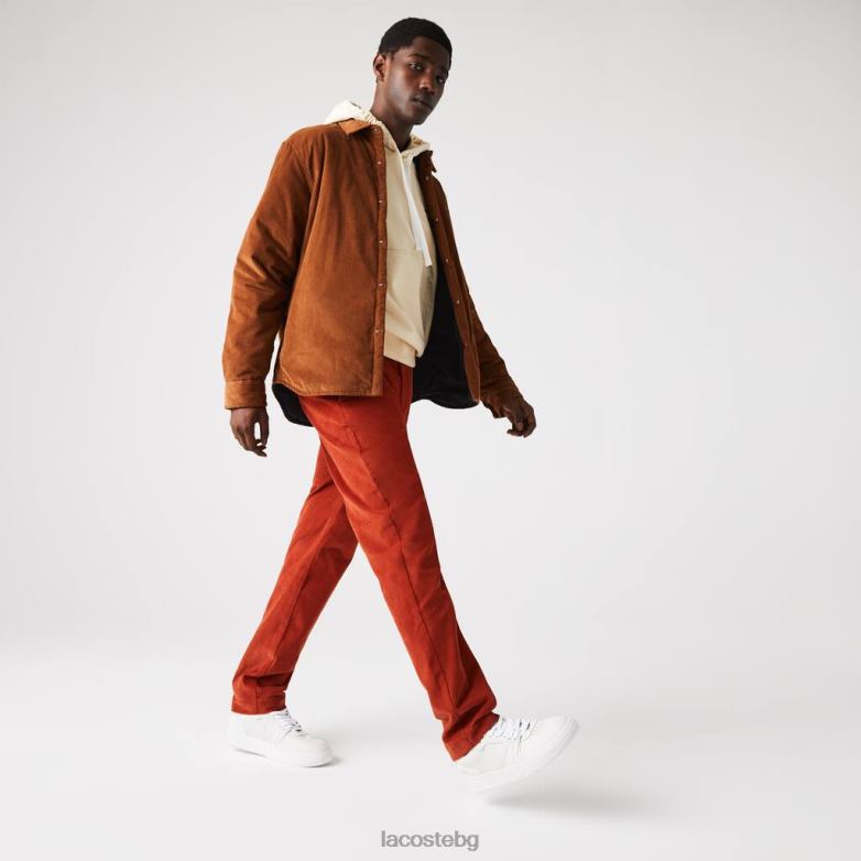 мъже Lacoste кафяво прави кадифени панталони облекло XTV621643