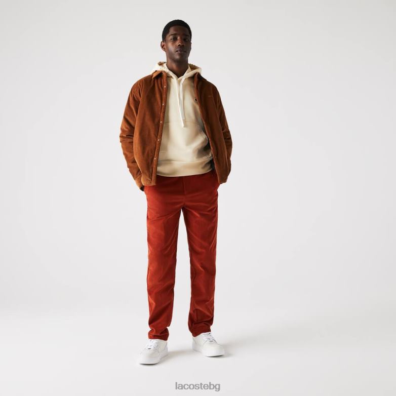 мъже Lacoste кафяво прави кадифени панталони облекло XTV621643