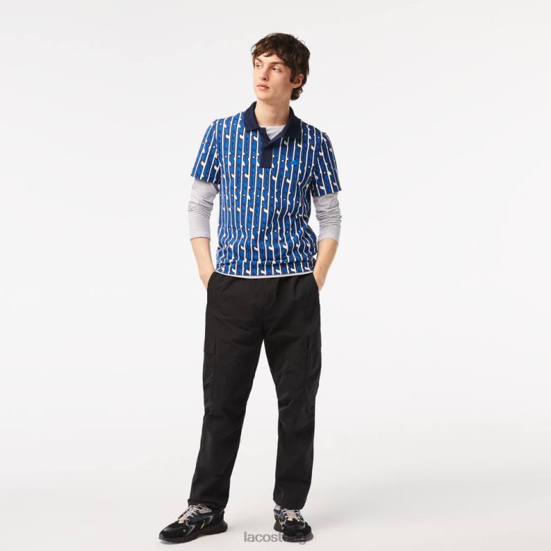 мъже Lacoste черен водоотблъскващи спортни панталони със спокойна кройка облекло XTV6223