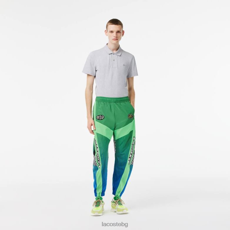 мъже Lacoste зелено/синьо спортни панталони с омбре щампа облекло XTV62338