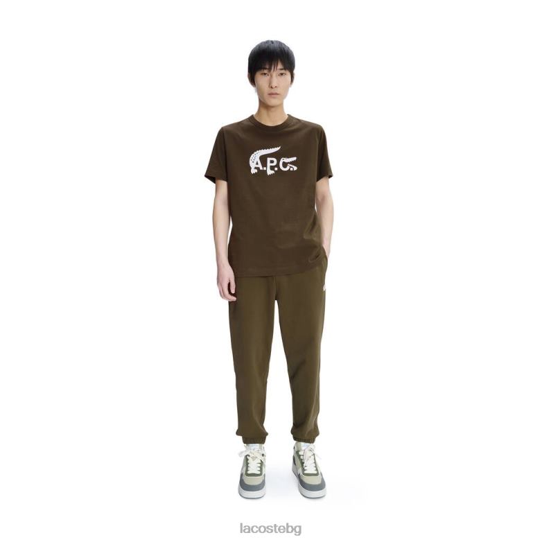 мъже Lacoste x A.P.C. каки зелено памучни анцузи от полар облекло XTV621196