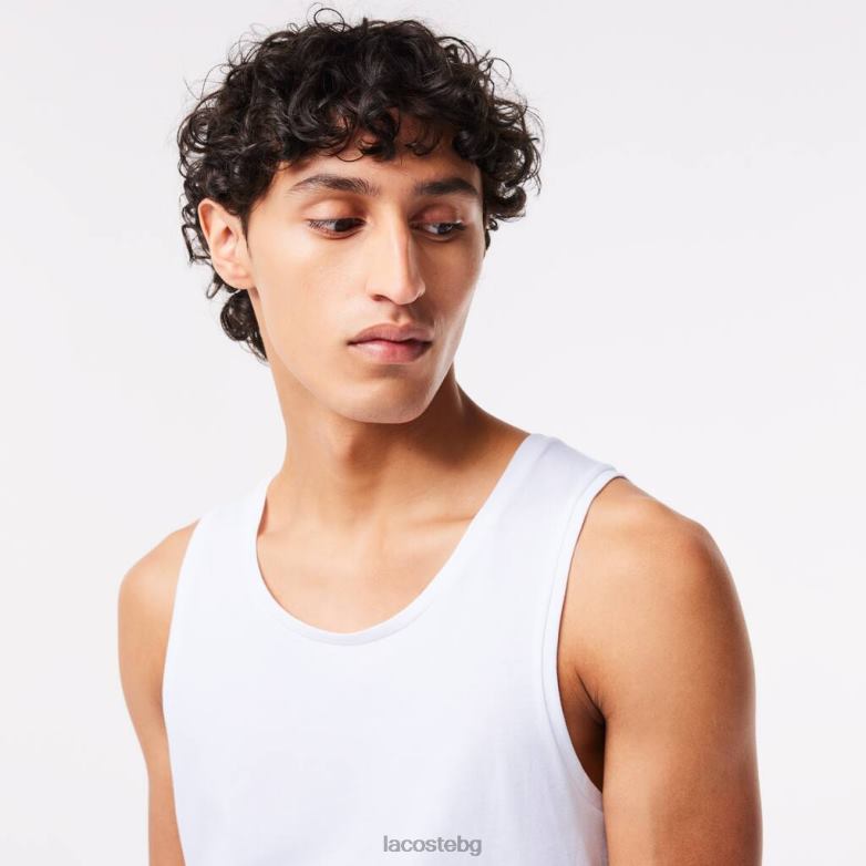 мъже Lacoste бяло памучен потник 3 бр облекло XTV621360