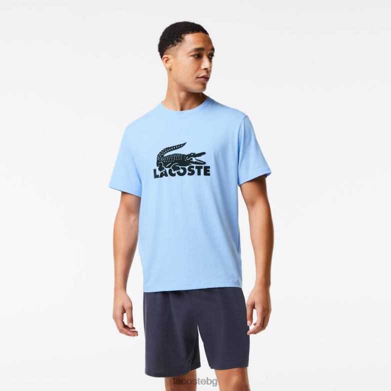 мъже Lacoste синьо/каки зелено/тъмно сиво комплект къса пижама с кадифено лого облекло XTV621622