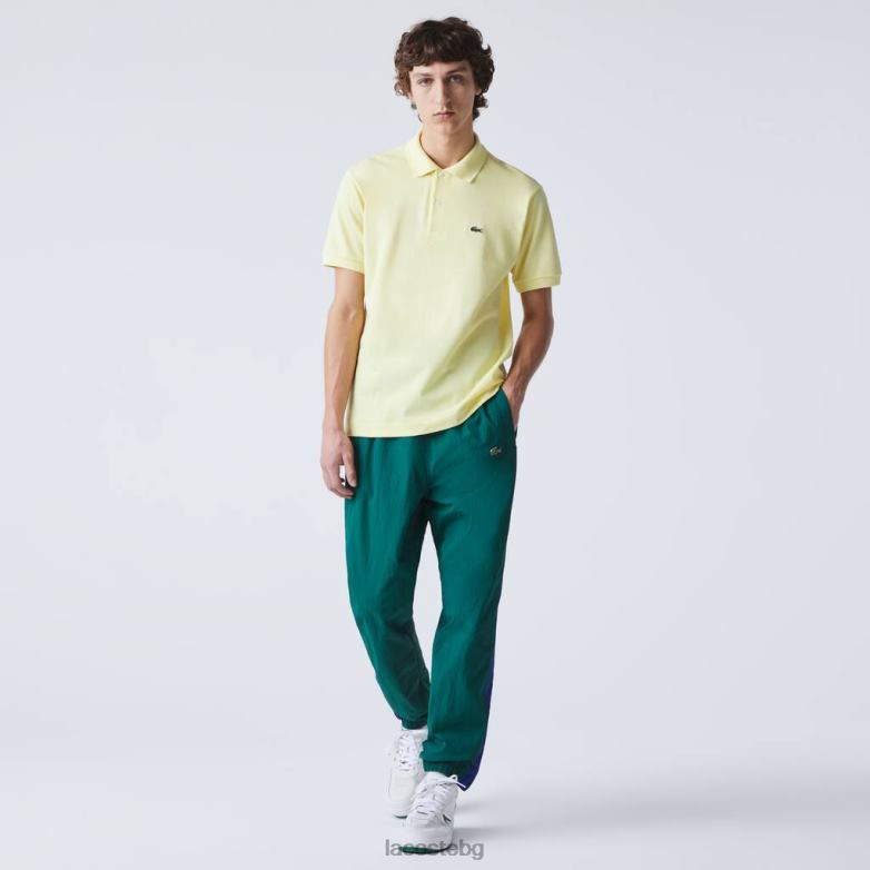 мъже Lacoste жълто оригинално л.12.12 поло облекло XTV62809