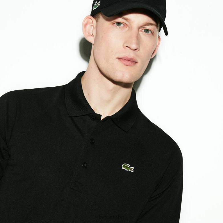 мъже Lacoste черен спортно дишащо анти-UV пике поло облекло XTV62886