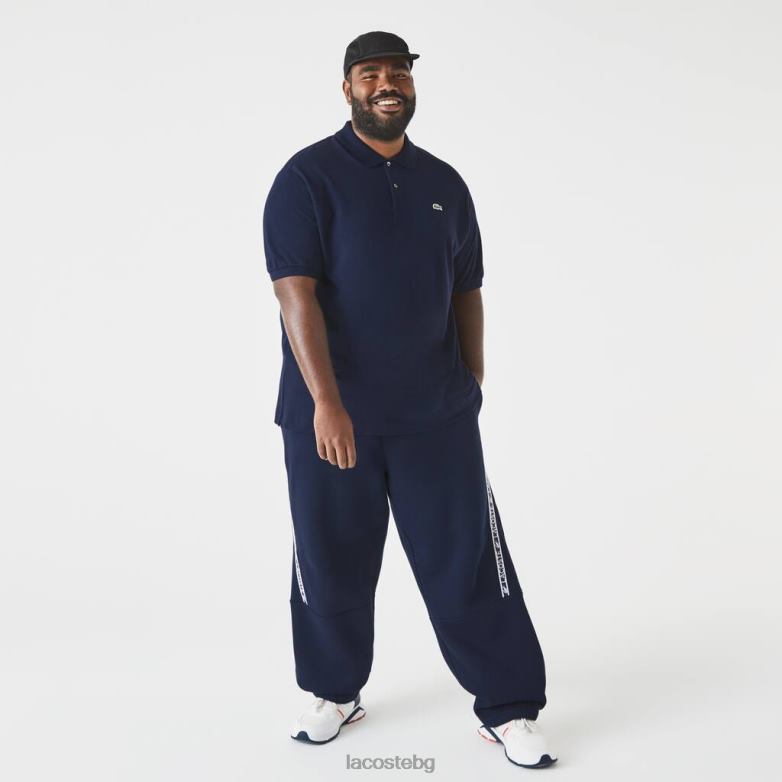 мъже Lacoste тъмносин памучно пети пике поло - голям размер - голямо облекло XTV62171
