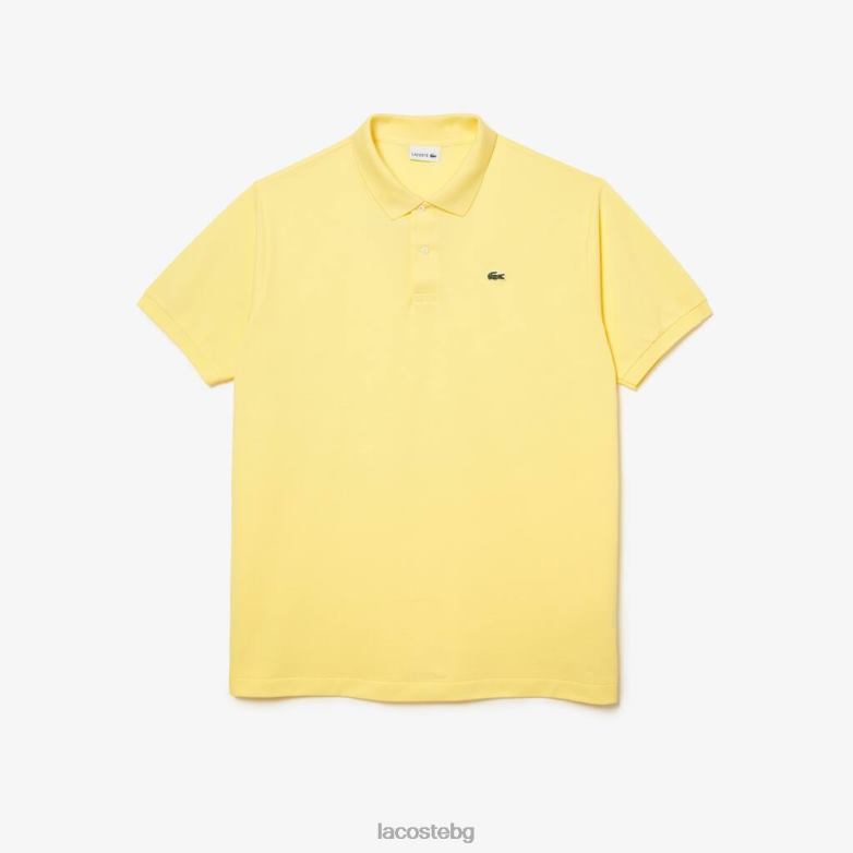 мъже Lacoste жълто памучно пети пике поло - голям размер - висок облекло XTV62186