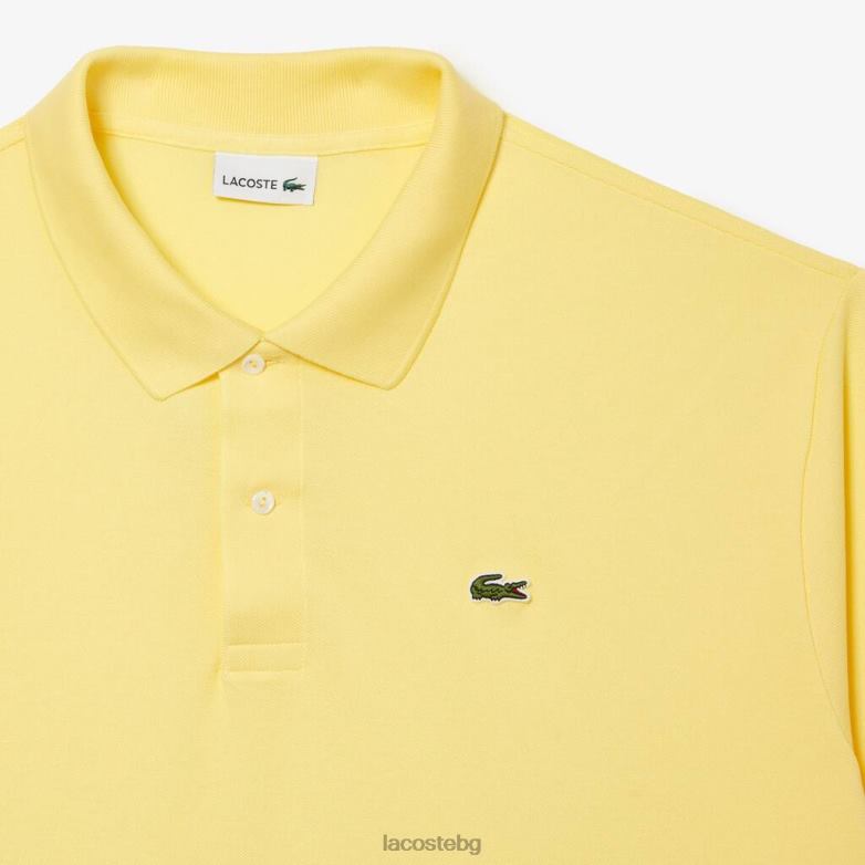 мъже Lacoste жълто памучно пети пике поло - голям размер - висок облекло XTV62186