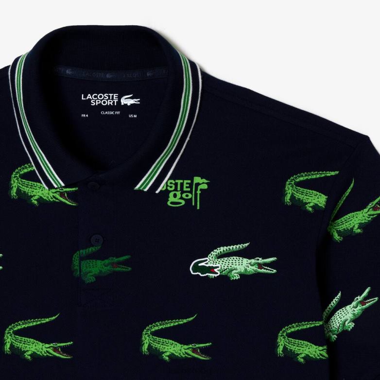 мъже Lacoste тъмносиньо/бяло/зелено поло с щампа на крокодил за голф облекло XTV62203