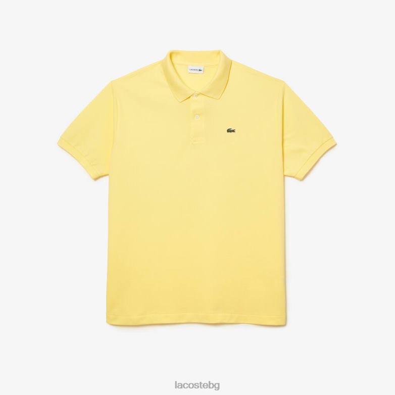 мъже Lacoste жълто памучно пети пике поло - голям размер - голямо облекло XTV62247