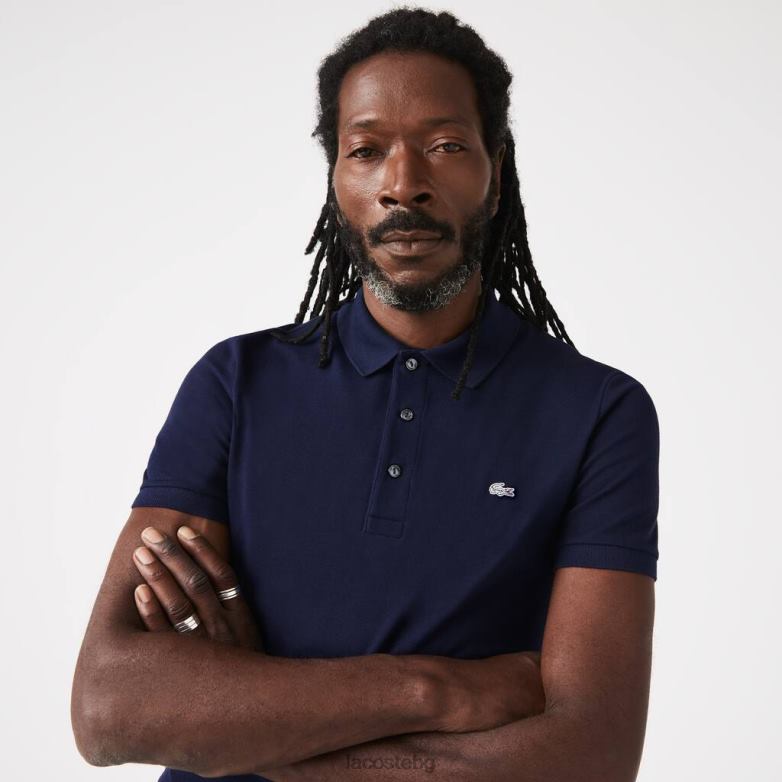 мъже Lacoste тъмносин прилепнало пети пике стреч поло облекло XTV62563