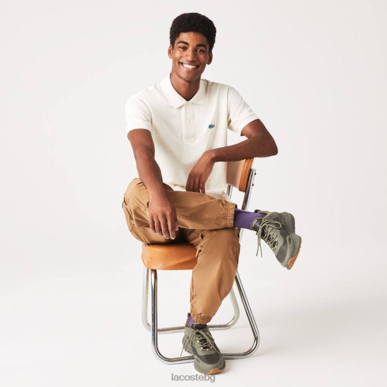 мъже Lacoste бежово памучно пике поло с класическа кройка на петна облекло XTV62592