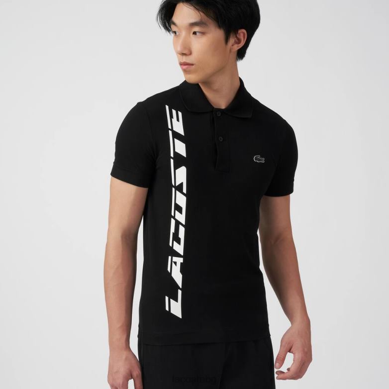 мъже Lacoste черен стандартно прилепнало марково пике поло облекло XTV62626