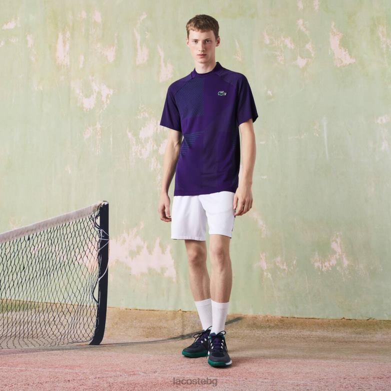 мъже Lacoste лилаво/зелено спортно тенис безшевно тенис поло облекло XTV62773