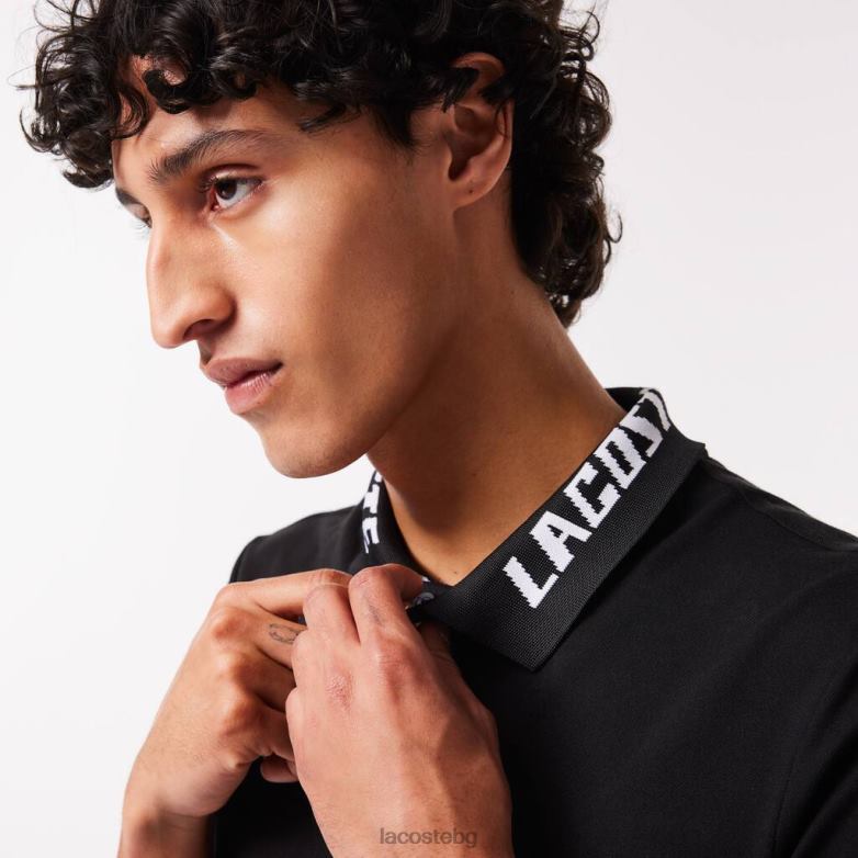 мъже Lacoste черен марково прилепнало еластично пике поло облекло XTV62777